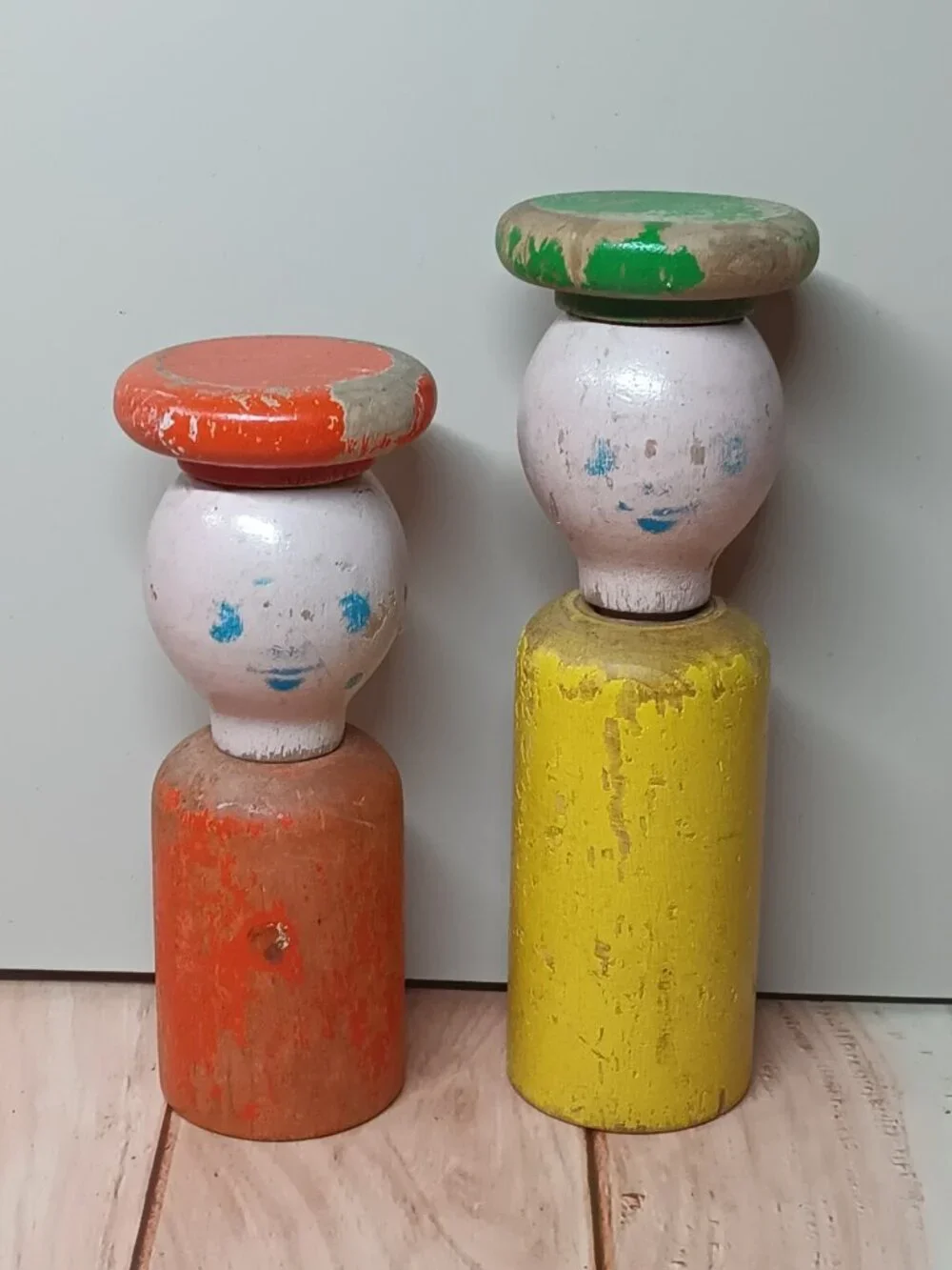 Vintage 1950s Peg Block Dolls Body Head Hat Extremely Worn RARE and Hard to Find